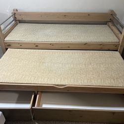 Solid pine double twin xl bed with mattresses 