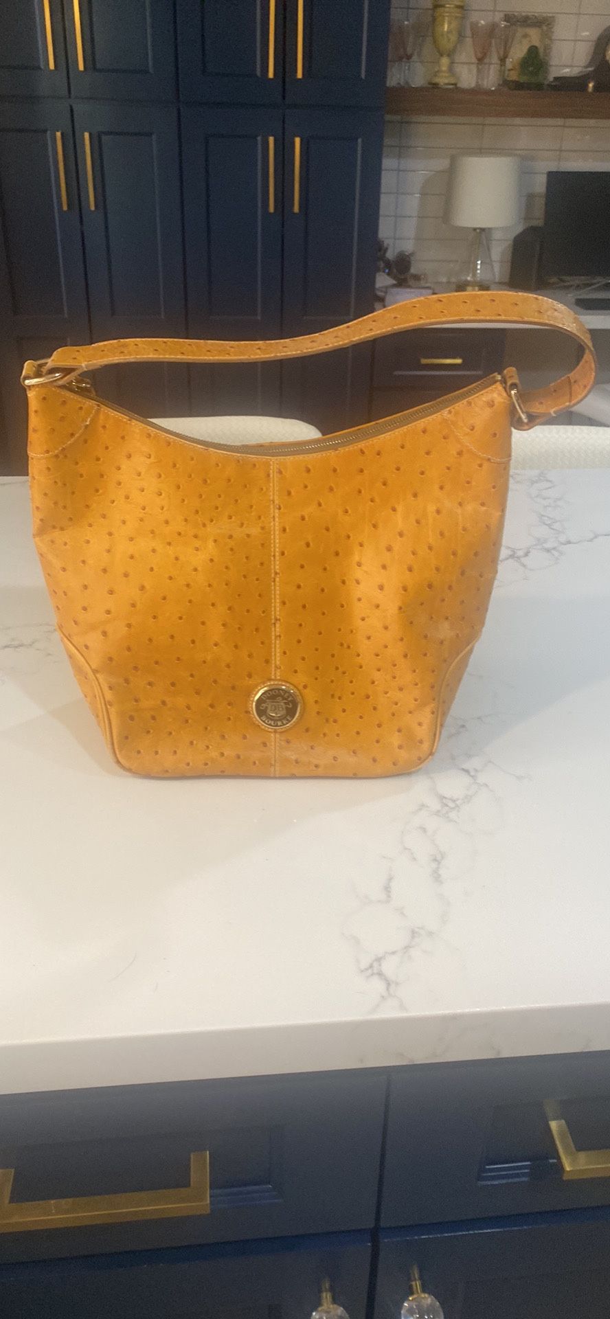 Donney & Bourke Ostrich Hobo Bag Purse Tan Brown Leather