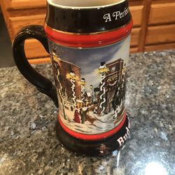 Vintage Budweiser Christmas Theme Beer Stein Ceramic Collectors Series.  Year 1992.  Preowned  