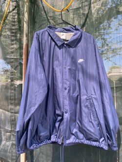 Extra Large Nike LOOSE Fit Navy Snap Front Coaches Lined Slick Jacket