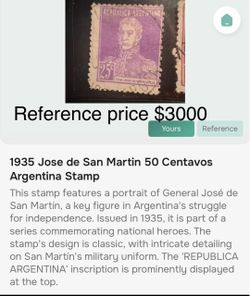 Argentina 25 Centavos Jose de San Martin Stamp