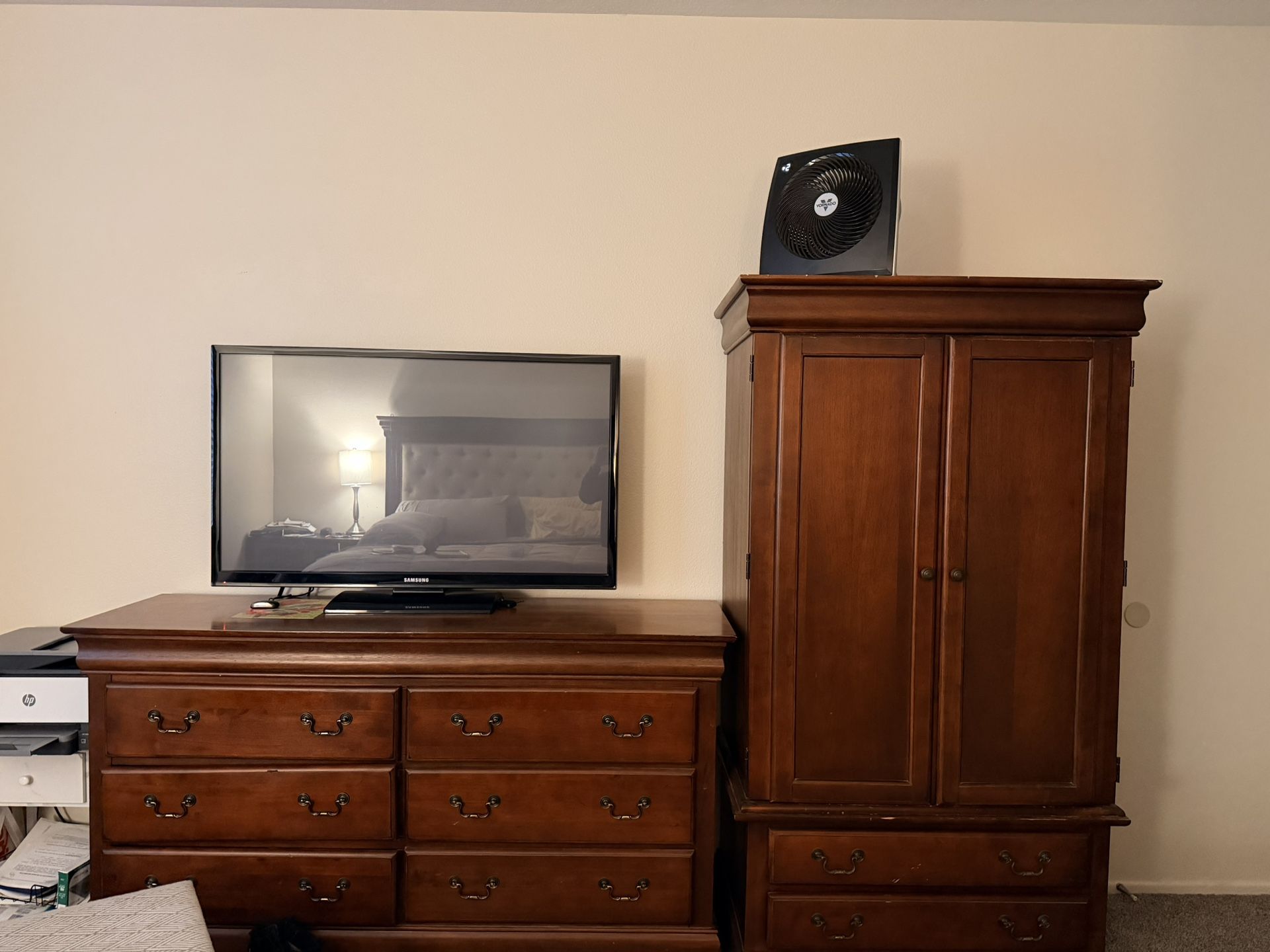 All Three Items Only 75.00 Dresser, Armoire, 60”” & Samsung Tv 