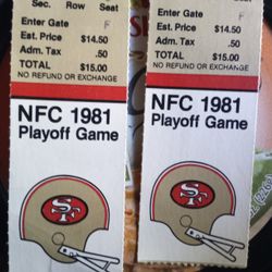 49ers Playoff Ticket Stubs 1981