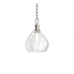 KICHLER Merriam 8 in. 1-Light Brushed Nickel Farmhouse Shaded Bran Pendant Hanging Light