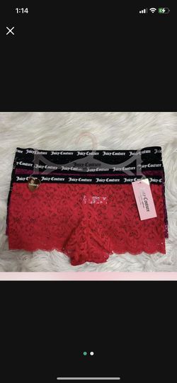 3 NEW JUICY COUTURE JC9162 3PKN CHEEKY SIGNATURE WAIST LACE HIPSTER PANTIES M