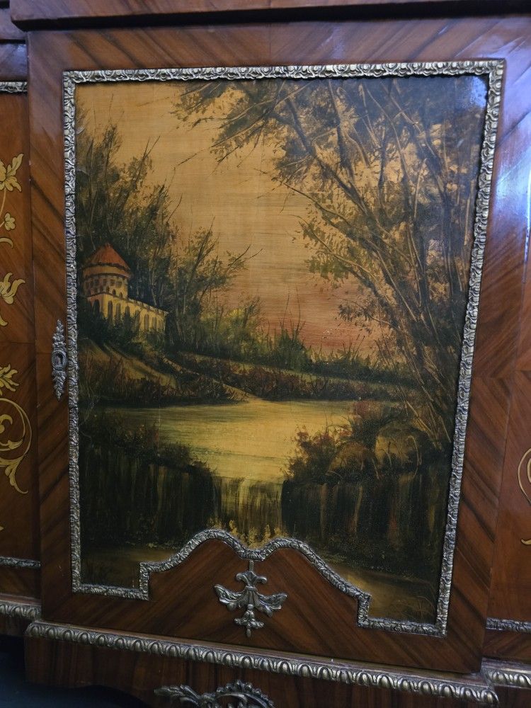 Vintage Cabinet With Hand-painted Artwork 