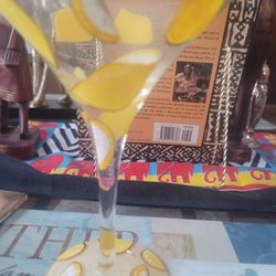 Lolita Hand Painted  Lemon 🍋 Drop Martini 🍸Glass With Drink Recipe.