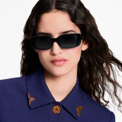 Script Low Rectangle Sunglasses(black)