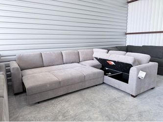 Thomasville Caler Convertible Sleeper Sectional Sofa with Storage, Gray