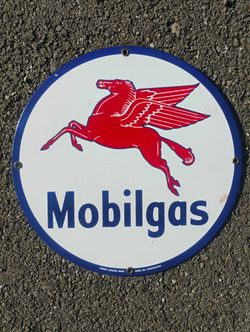 Mobil Gas Sign Flying Pegasus Gas Pump Porcelain Sign