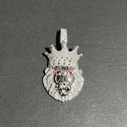 Lion Head With Stones .925 Silver Pendant Plata