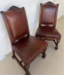 VINTAGE HENREDON HIGH-BACK LEATHER DINING CHAIRS  (6)