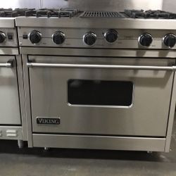 Viking 36”WIDE GAS RANGE STOVE WITH CHARBROIL GRILL 