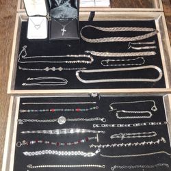 27 Solid 925 Sterling Silver Jewelry Lot.thick,with Jewelry Boxes