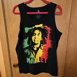 Black Bob Marley Sleeveless Scoop Neck Tank Top Graphic 