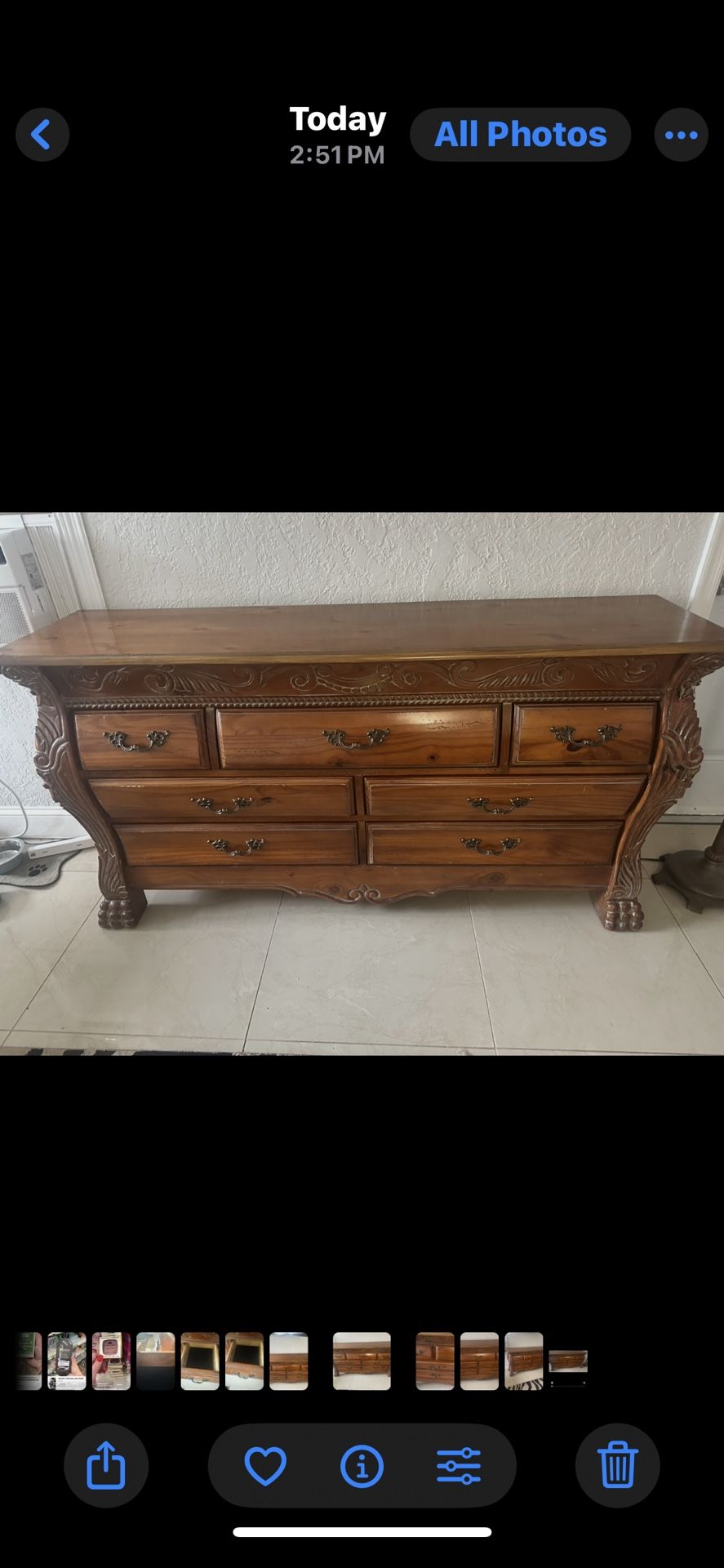 Fairmont-Style Solid Wood Dresser with Intricate Carvings