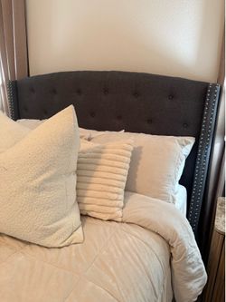 Queen Upholstered Grey Bedframe