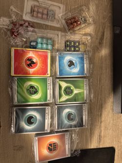 Pokemon ETB Sealed Energy Packs And Dice Lot Bundle