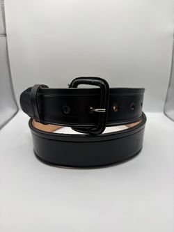 Size 32  Black Leather Belt with Square Buckle