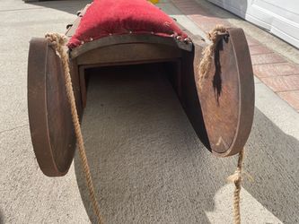 Antique Wooden sled with Red Cushion