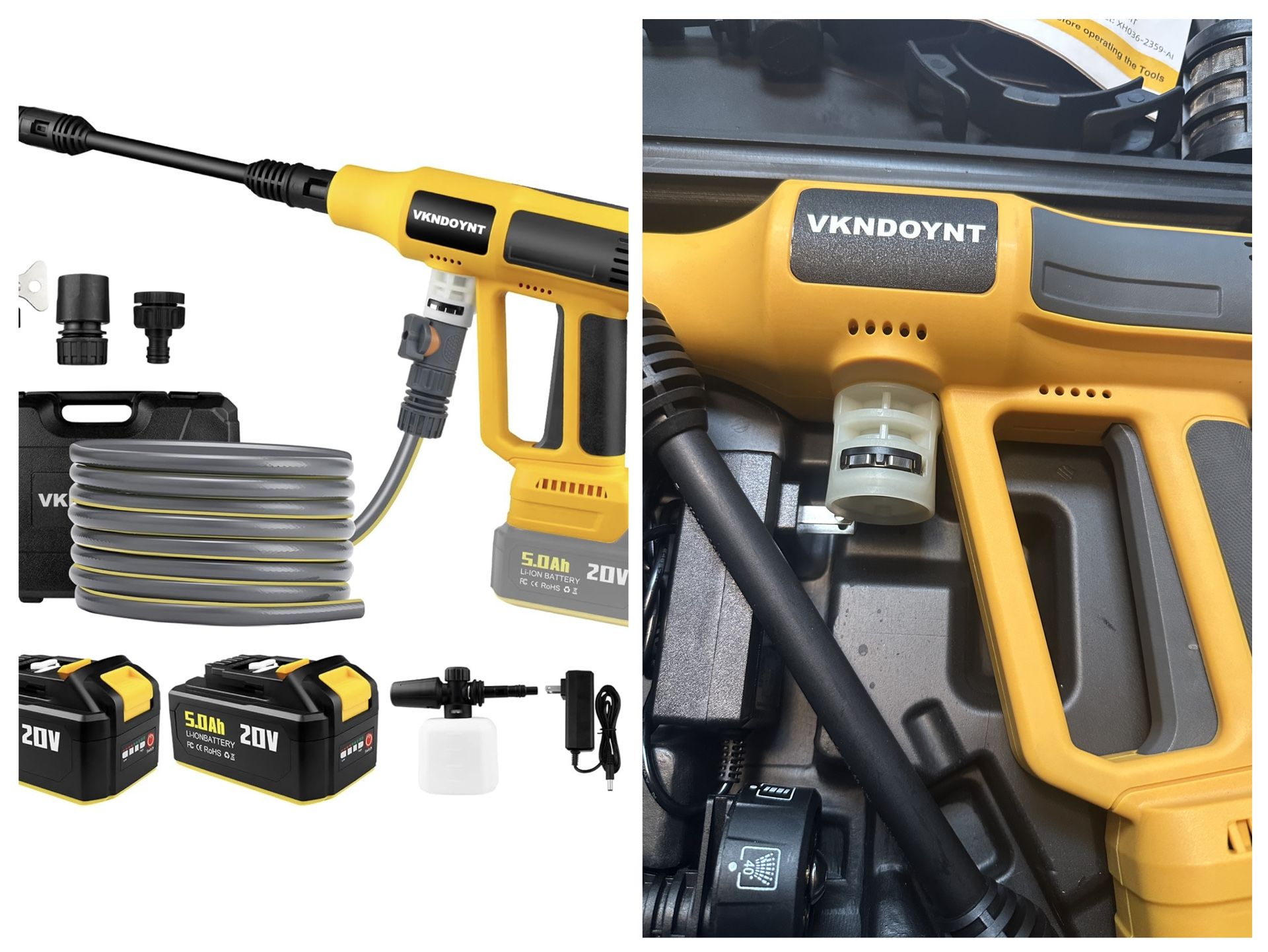 Open BoxCordless Pressure Washer with Faucet & Garden Hose Connector, 2 X 5.0AH Batteries, 2000PSI MAX Portable Pressure Wash