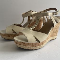 Franco Sarto Serenity - size 7 Wedge Beige Cork Heel 4.5" H