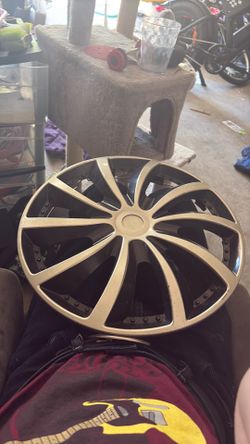 16" Universal Hubcap Wheel Rim Cover - Black & Silver Turbine Style (Single)