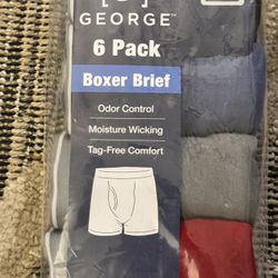MENS SOLID 6 PACK BOXER BRIEFS IN A HARD TO FIND 3XL 48-50 SIZE BRAND NEW WITH TAGS ODOR CONTROL MOISTURE WICKING 