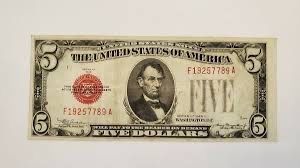 Red $5 bill