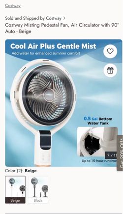 Costway Misting Pedestal Fan – Beige