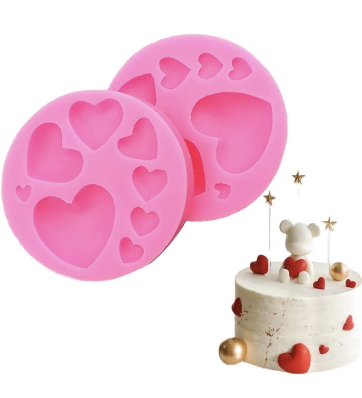 Heart Silicone Molds, 2 Pieces Mixed Size