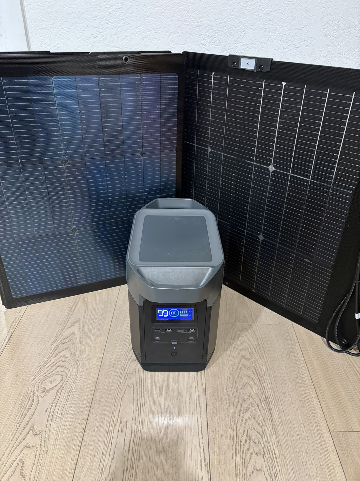 EF ECOFLOW Portable Power Station1300wLFP Solar Generator, Full Charge in 1 Hr, 2016Wh Solar Powered Generator for Home Backup +220W Sola
