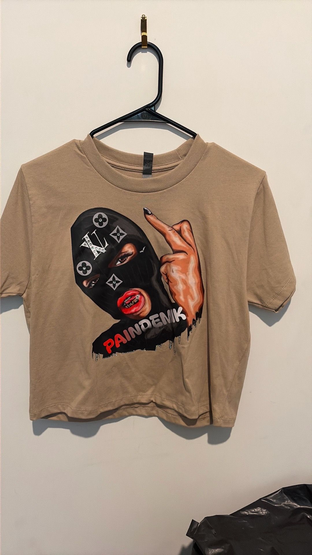 Small Tan crop top LV shirt