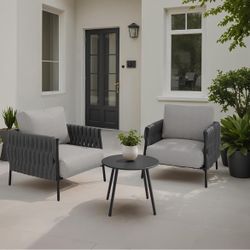 New East Oak Grey/Black 3 Piece bistro set