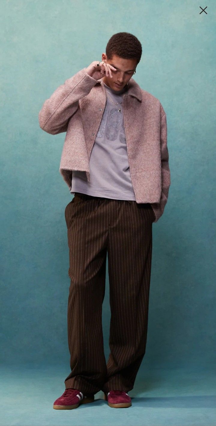 ASOS DESIGN wool mix harrington jacket in pink