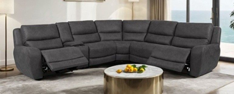 Brand New Grey Super Plush Power Reclining Sectional Sofa
