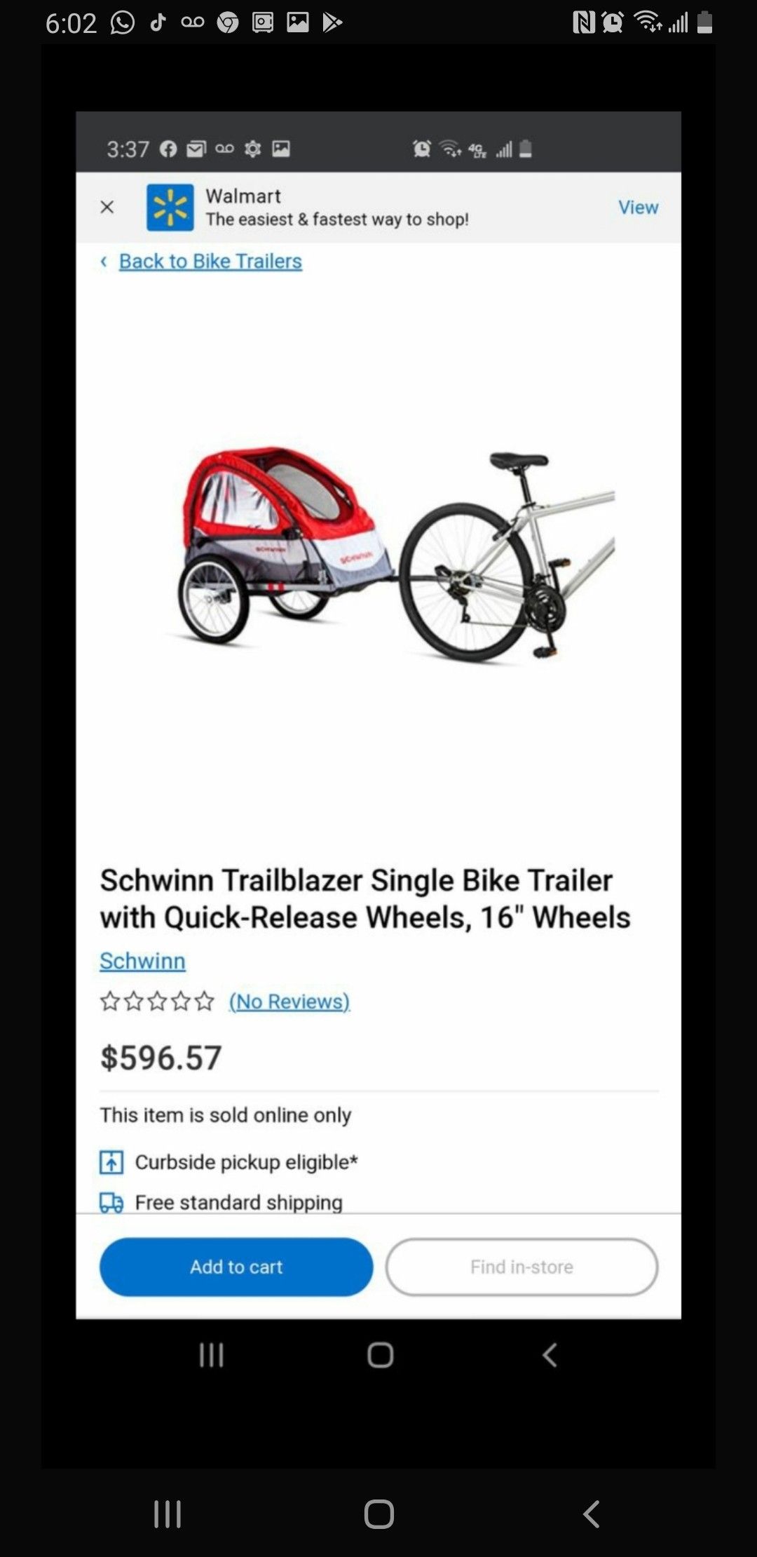 Schwinn Shuttle foldable carrier bike trailer, 1 passenger