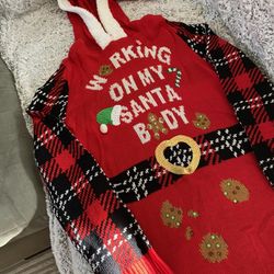 Ugly Christmas Sweater Dress with Hood - Working on my Santa body