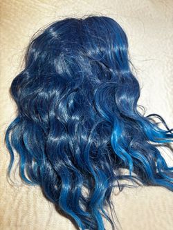 Halloween Blue Wavy Long Costume Wig