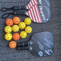 Pickleball Paddles Set of 4 with  Balls Niupipo Wooden