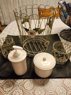 Bathroom/ Kitchen set. Vintage Rustic look. Containers never used. One is lotion or soap container.