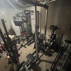 Full Home Gym – Power Rack + Lat Pulldown + Bench + 500+ lbs Weights