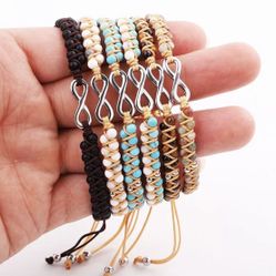 Natural Gemstone Bracelet w/Infinity Charm