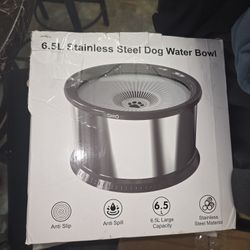 6.5L Stainless Steel Dog Water Bowl - New