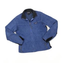 VINTAGE PATAGONIA R REGULATOR FLEECE JACKET SMALL S WOMENS BLUE POLARTEC SWEATER