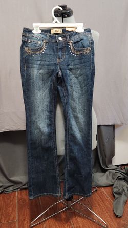 NEW Mudd dark wash bootcut jeans Y2K rhinestone embroidered embellishments sz 10