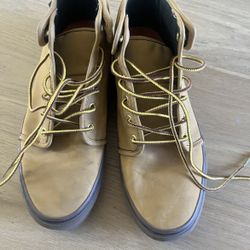 Vans 106 High Top Sneakers Unisex Tan Leather Skate Casual Men’s 9.5 Women’s 11