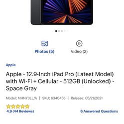 iPad Pro 12.9 Inch M1 -512GB The Lasted Model