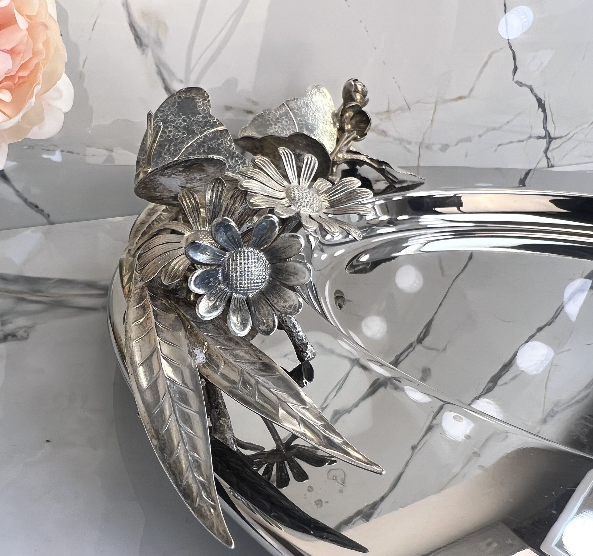 Vintage Franco Lapini Italy Large 3D Platter Handmade Silversmith