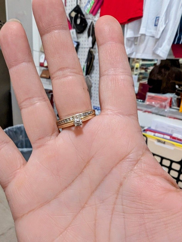 Gold & Diamond Wedding Ring Set